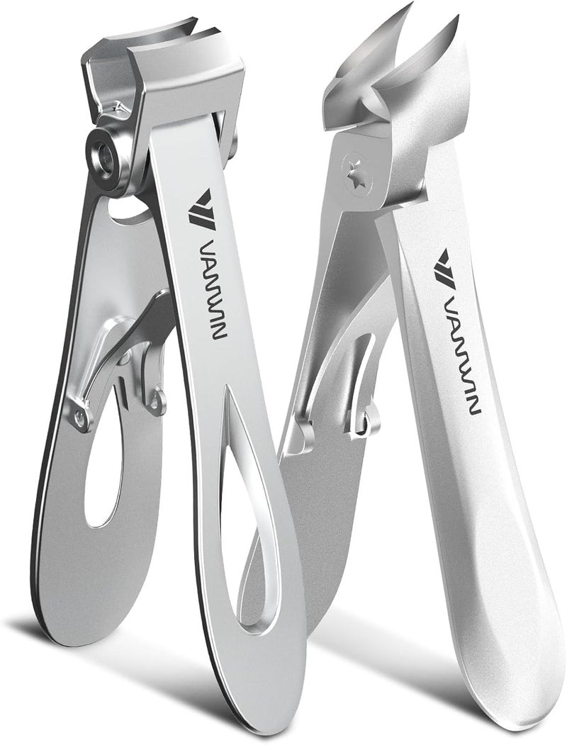 VANWIN Nail Clippers for Men, Heavy Duty Large Toenail Clippers for Thick Nails for Seniors with Wide Opening, Ultra Sharp Slant Curved Blade Toe Nail Clipper for Thick Toenails and Ingrown Nails - Image 1